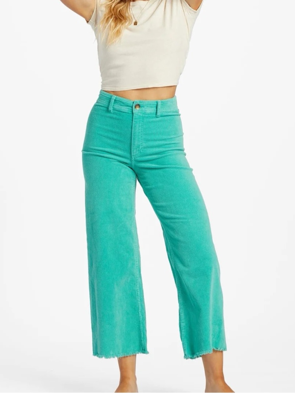 BILLABONG FREE FALL WIDE-LEG CORDUROY PANT 31 turquoise blue